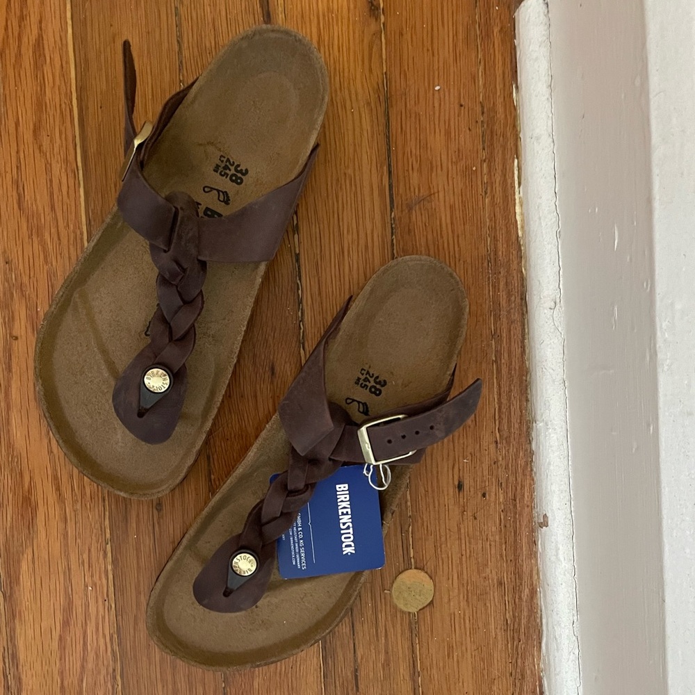 NWT Birkenstock Gizeh Braided Habana Size 38 or 7 / 7.5